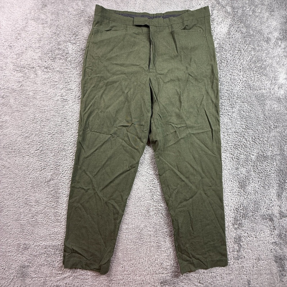 Vintage 70s Mens Green Trousers 32x30 Talon Zip Permanent Press No Brand
